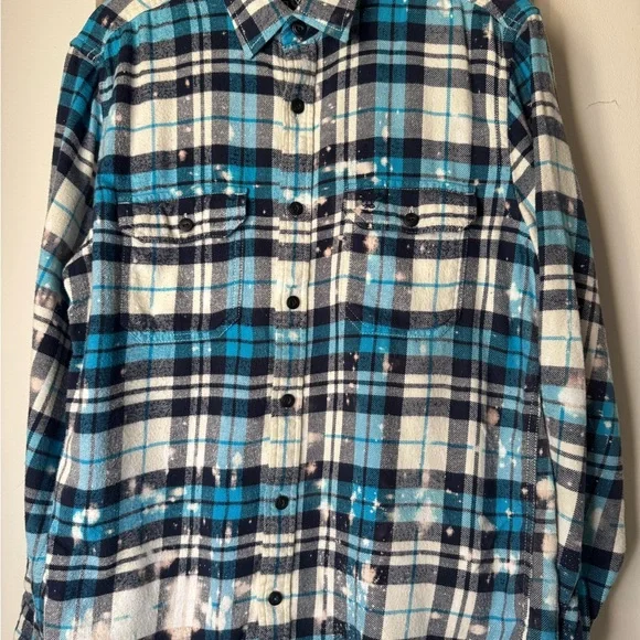 Blue Plaid Flannel Shirt Iron Maiden men's or women's - Picture 2 of 4